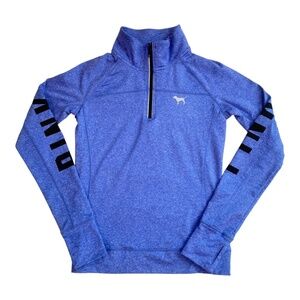 VS Pink Ultimate Half Zip Pullover Jacket, Small, Blue/Black, EUC!